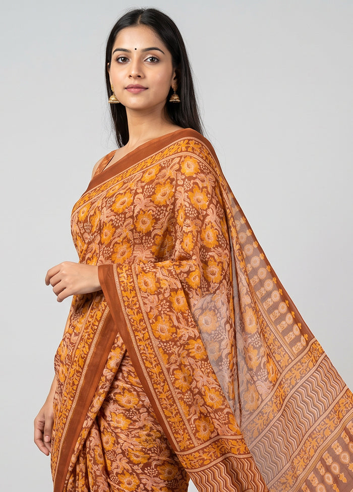 Multicolor Chiffon Silk Saree With Blouse Piece