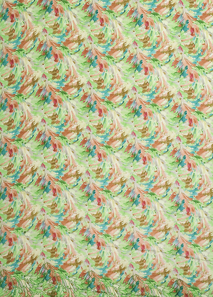 Green Printed Silk Saree Without Blouse Piece