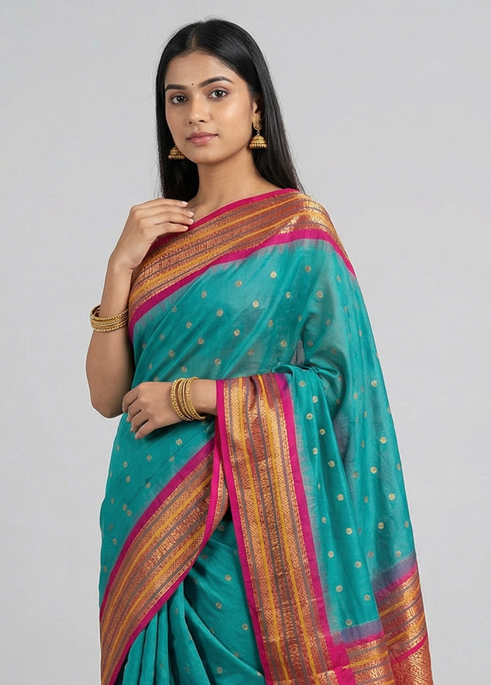 Green Kanjivaram Silk Saree With Blouse Piece