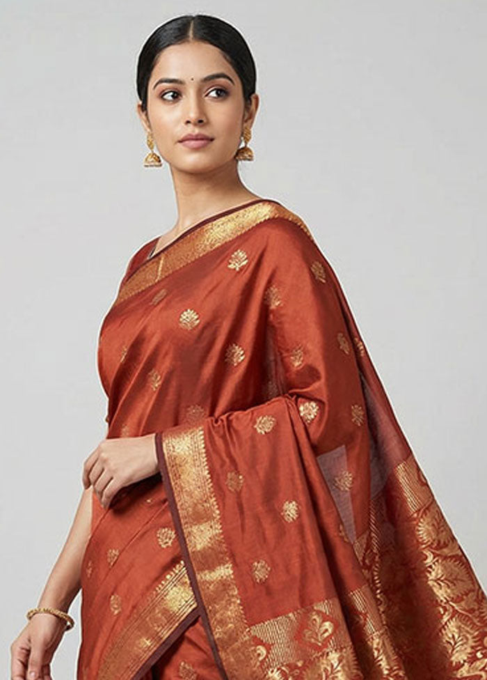 Maroon Kanjivaram Silk Saree With Blouse Piece