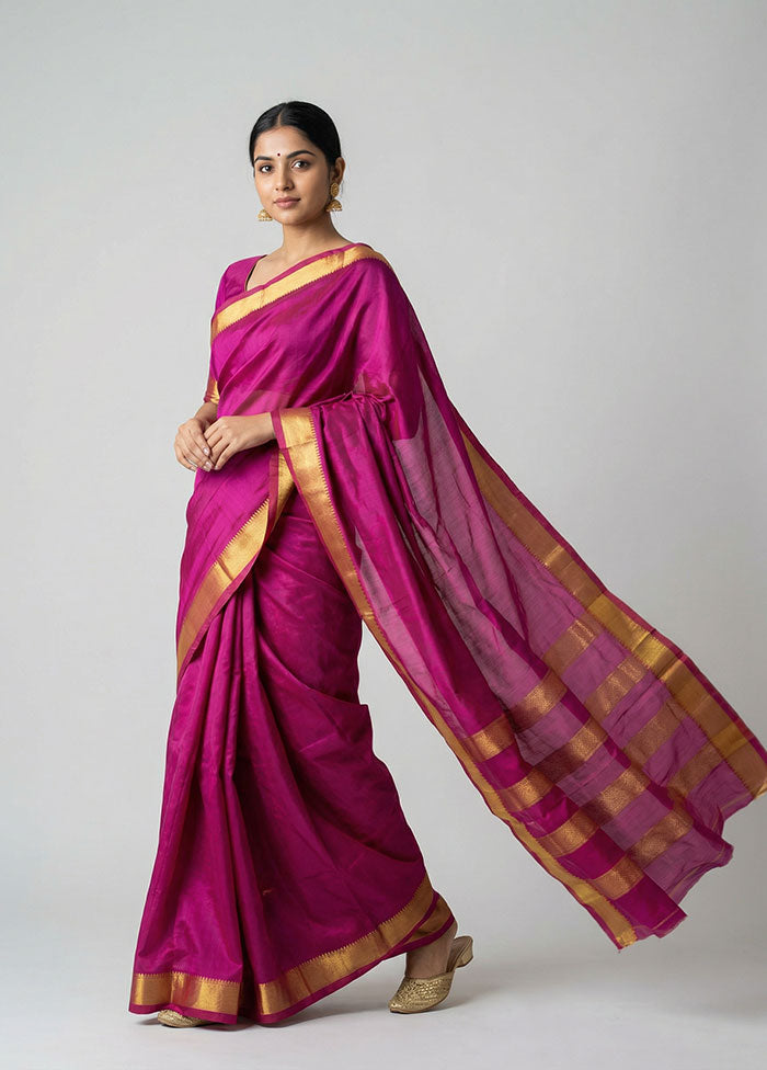Pink Kanjivaram Silk Saree With Blouse Piece