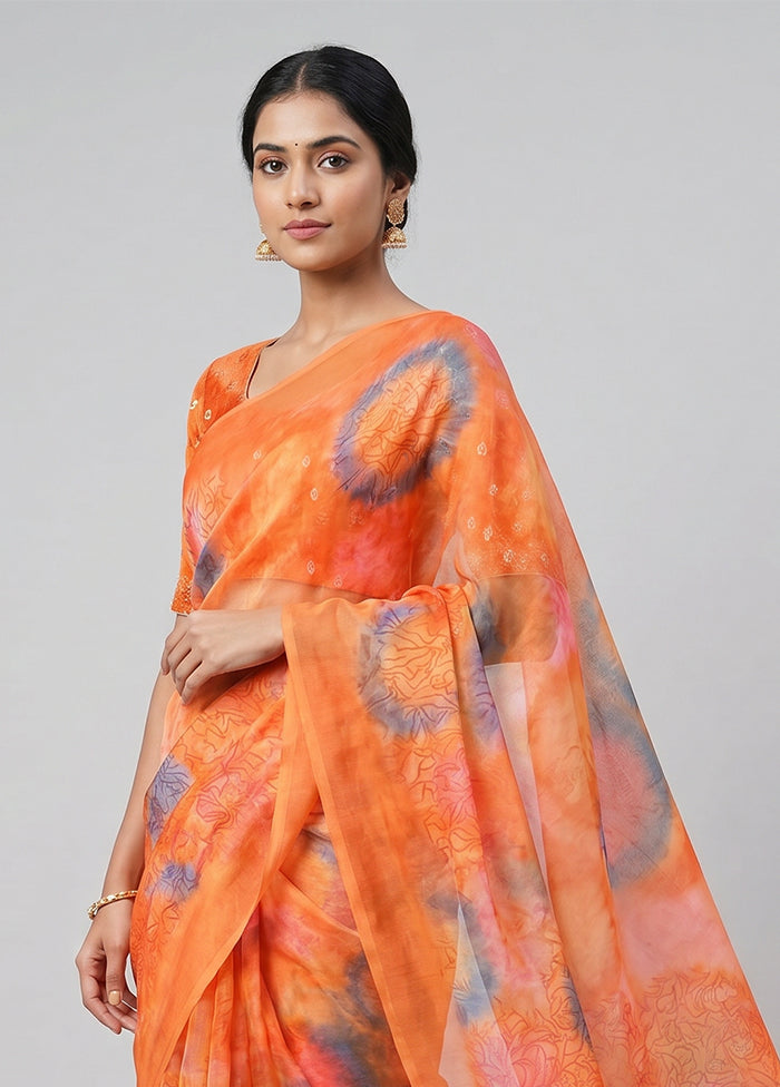 Pink Chiffon Silk Saree With Blouse Piece