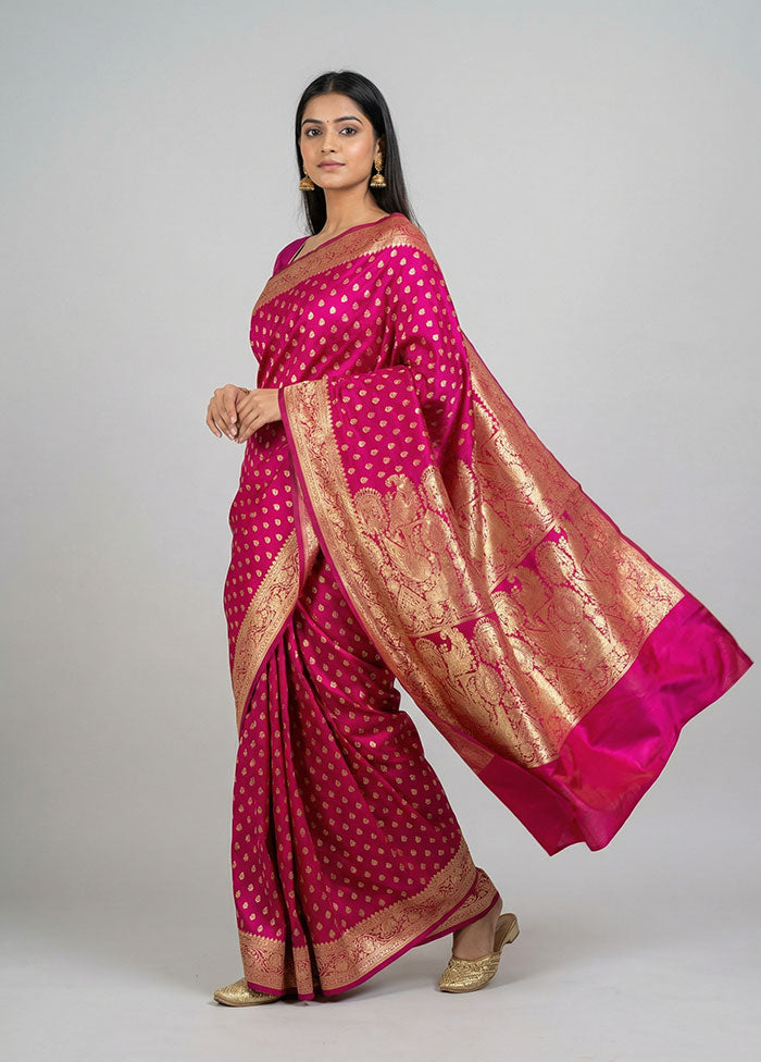 Purple Banarasi Silk Saree With Blouse Piece