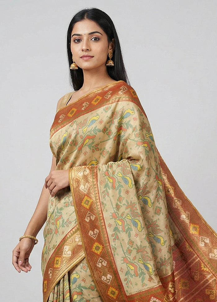 Multicolor Dupion Silk Saree With Blouse Piece