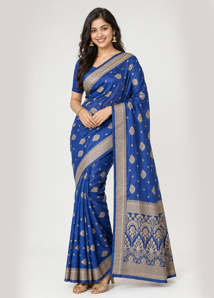 Purple Banarasi Silk Saree With Blouse Piece