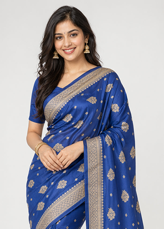 Purple Banarasi Silk Saree With Blouse Piece