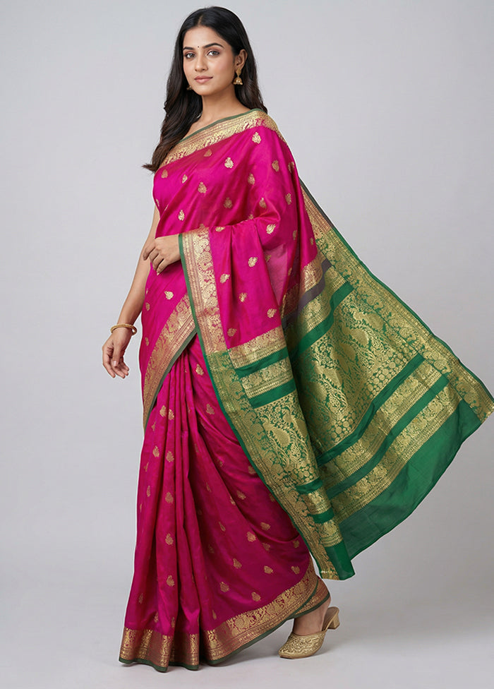 Pink Cotton Saree With Blouse Piece