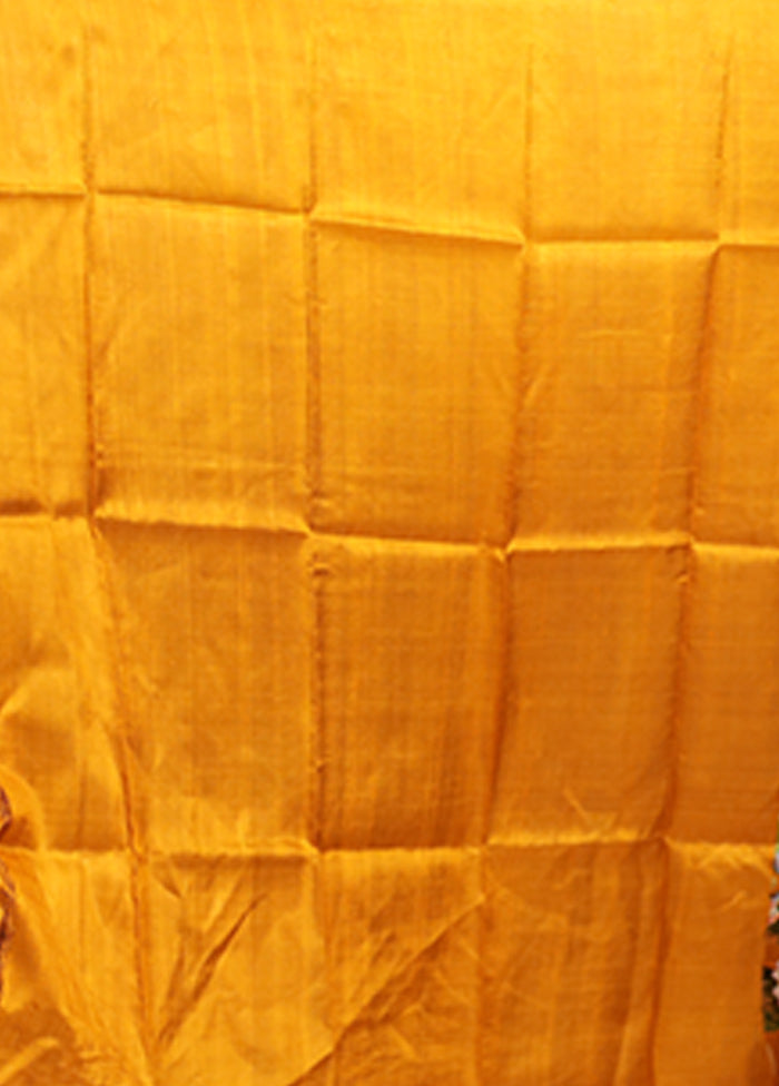 Green Printed Silk Saree Without Blouse Piece