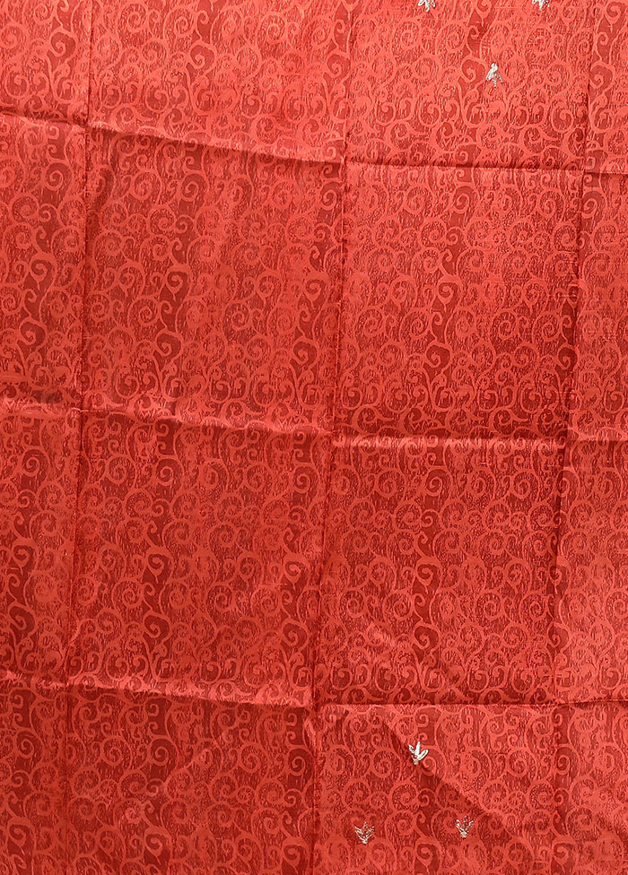 Green Handloom Tussar Pure Silk Saree With Blouse Piece