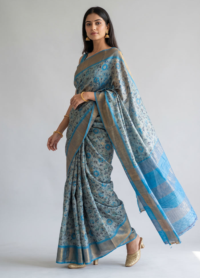 Cream Tussar Silk Saree With Blouse Piece