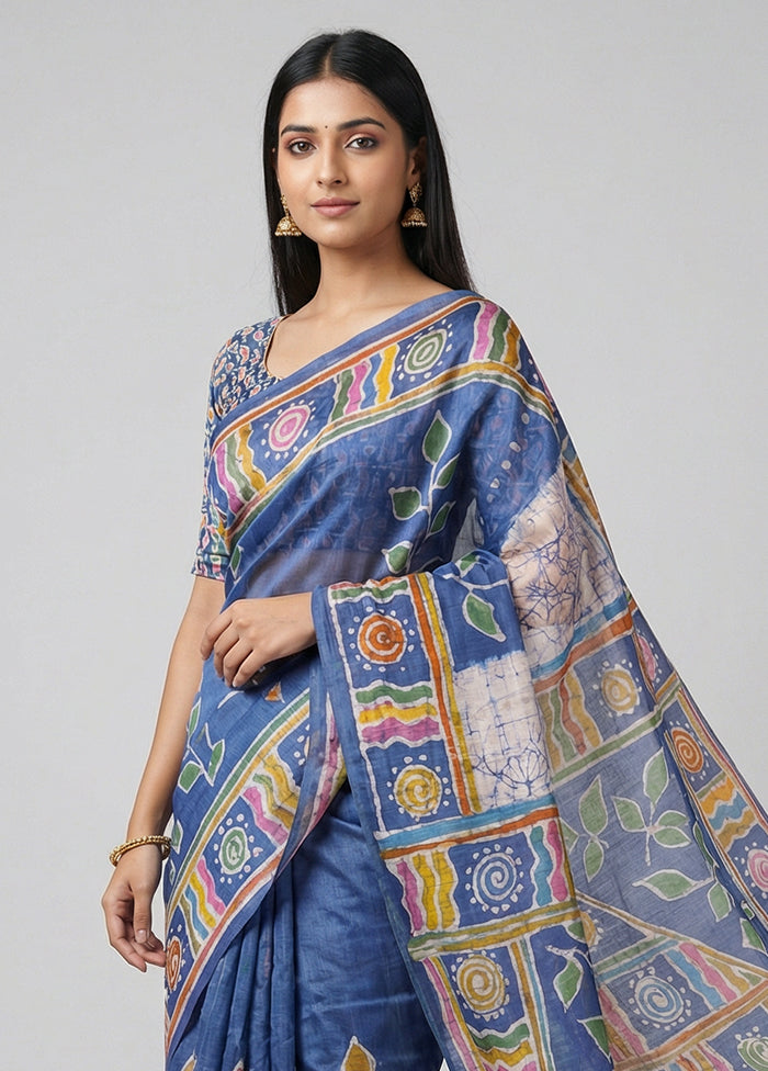 Multicolor Printed Pure Silk Saree Without Blouse Piece