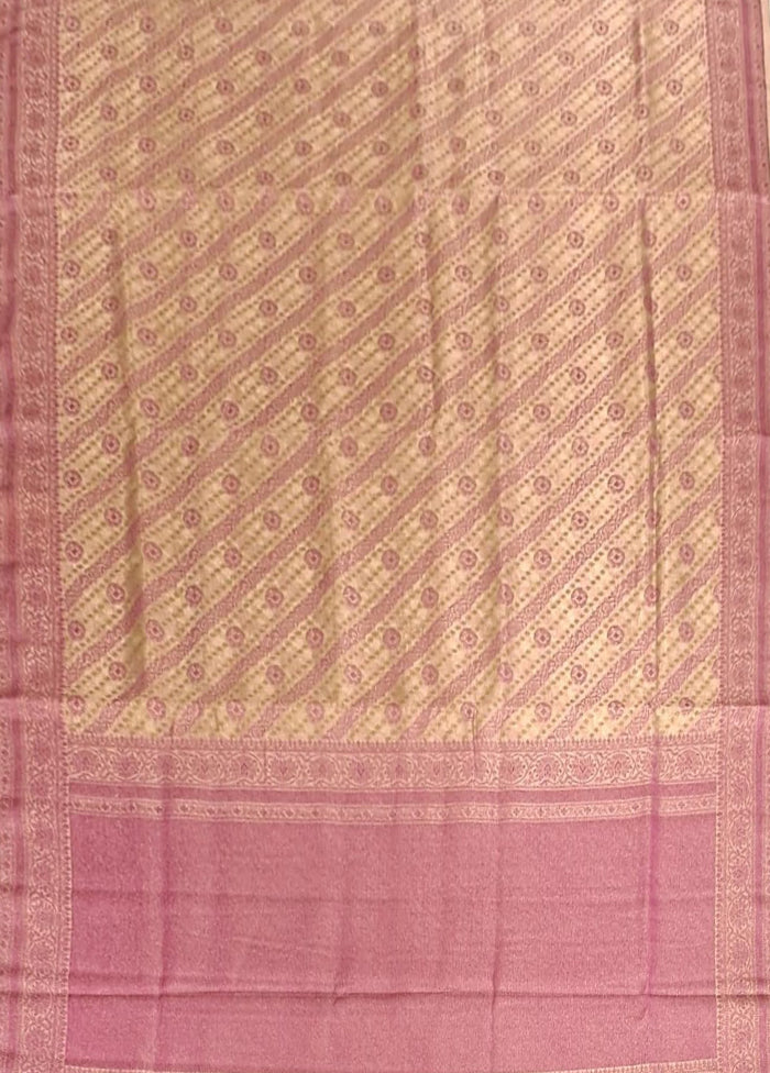 Cream Kora Silk Saree With Blouse Piece