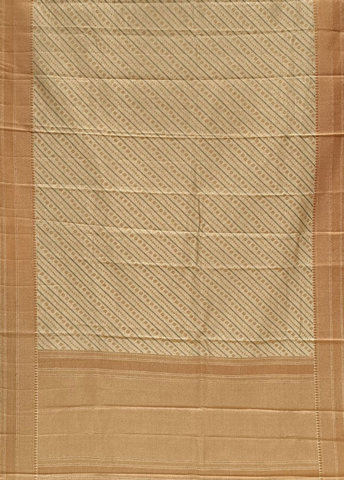 Cream Kora Silk Saree With Blouse Piece