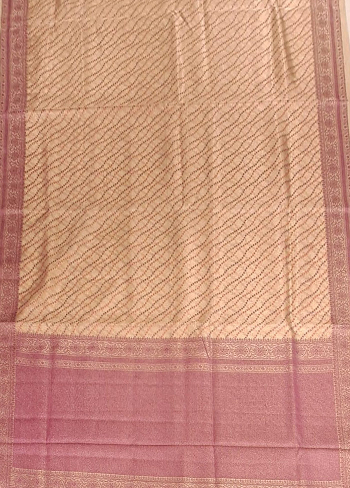 Cream Kora Silk Saree With Blouse Piece