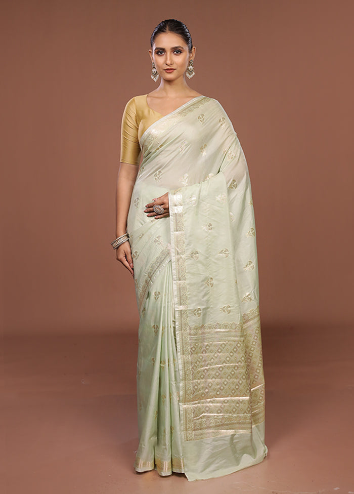 Green Dupion Silk Saree With Blouse Piece