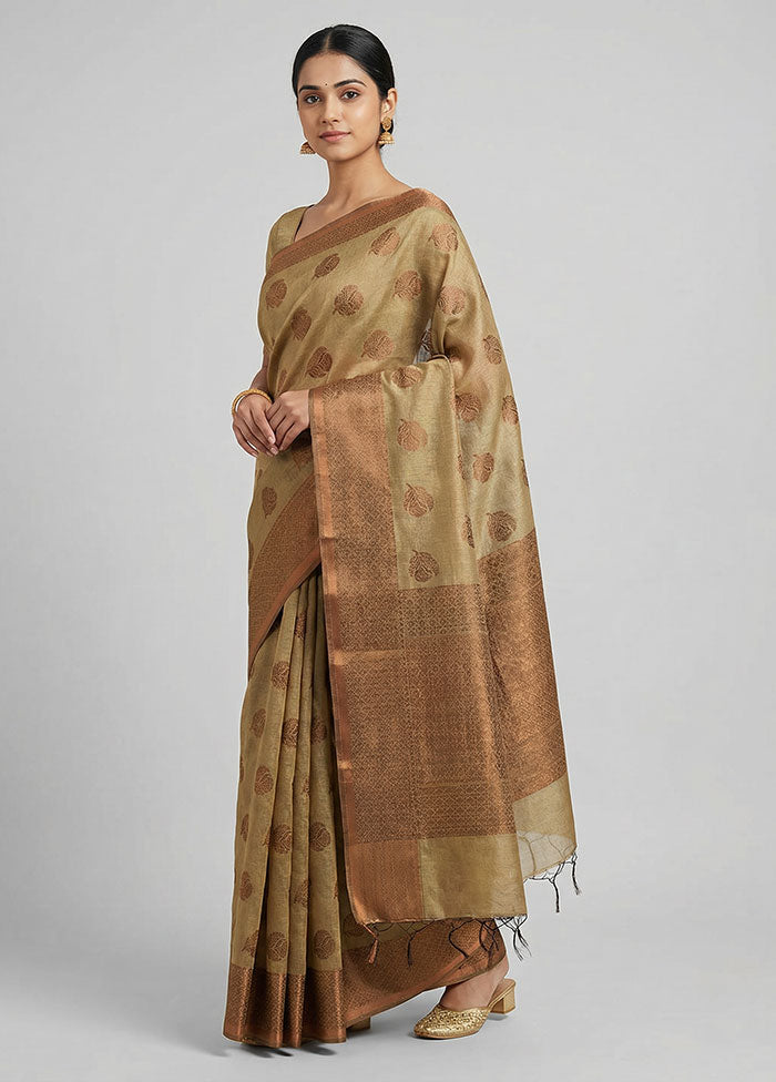 Green Kora Silk Saree With Blouse Piece