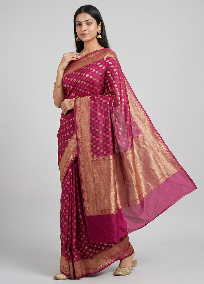 Purple Kora Silk Saree With Blouse Piece