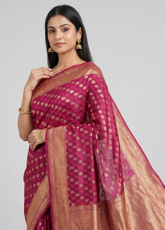 Purple Kora Silk Saree With Blouse Piece