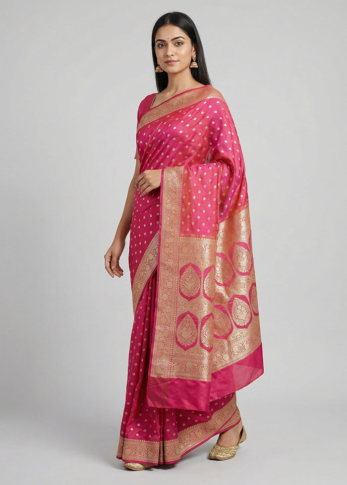 Pink Katan Silk Saree With Blouse Piece