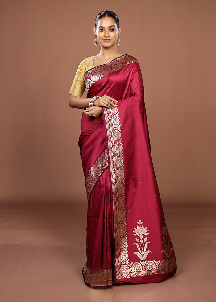 Maroon Katan Silk Saree With Blouse Piece