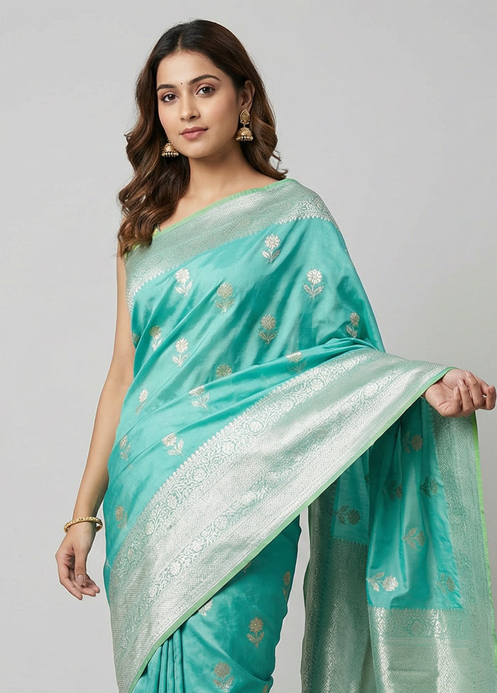 Green Katan Silk Saree With Blouse Piece