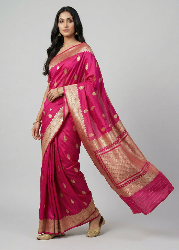 Pink Katan Silk Saree With Blouse Piece