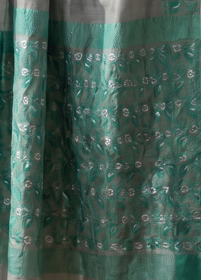 Green Jamdani Cotton Saree Without Blouse Piece
