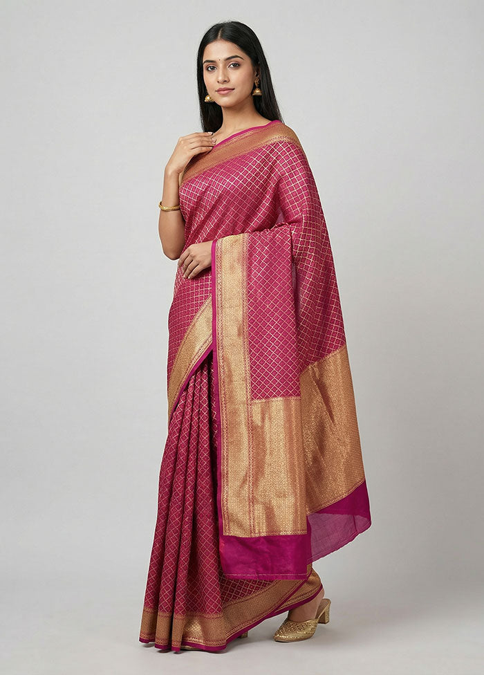 Purple Kora Silk Saree With Blouse Piece