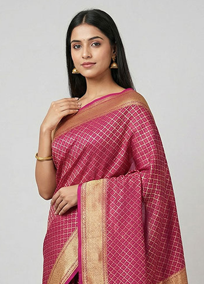 Purple Kora Silk Saree With Blouse Piece