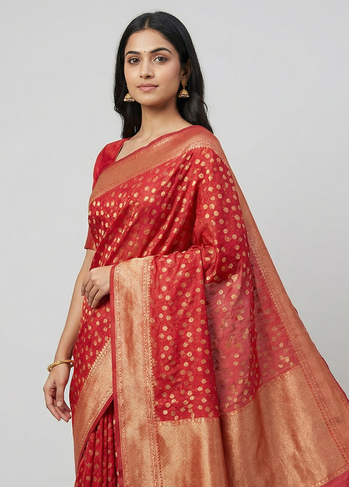 Pink Kora Silk Saree With Blouse Piece