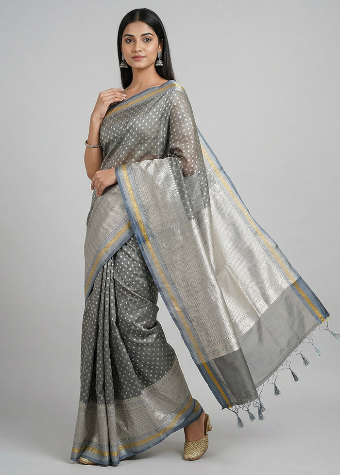 Pink Kora Silk Saree With Blouse Piece