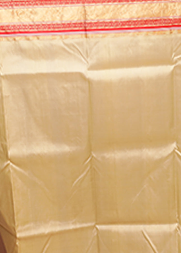 White Garad Pure Silk Saree Without Blouse Piece