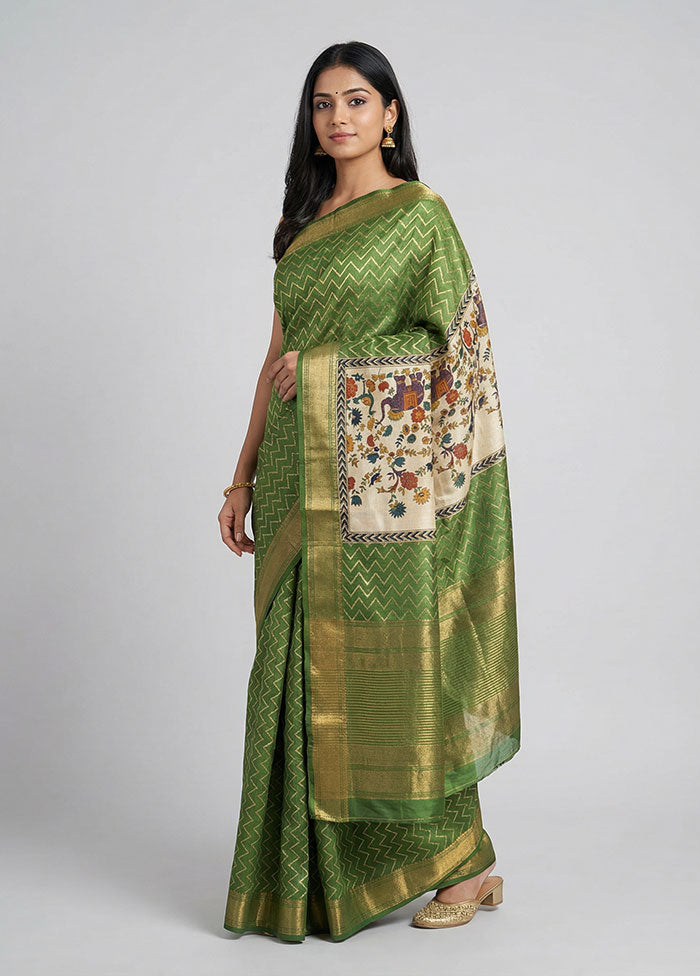 Cream Tussar Silk Saree With Blouse Piece
