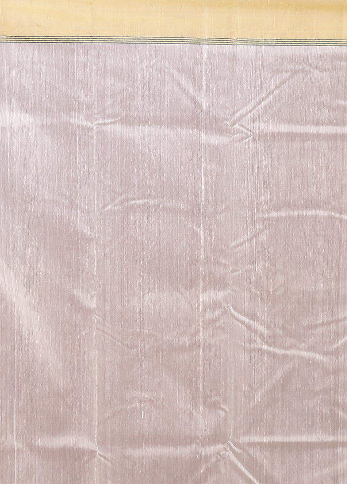 White Chanderi Silk Saree With Blouse Piece