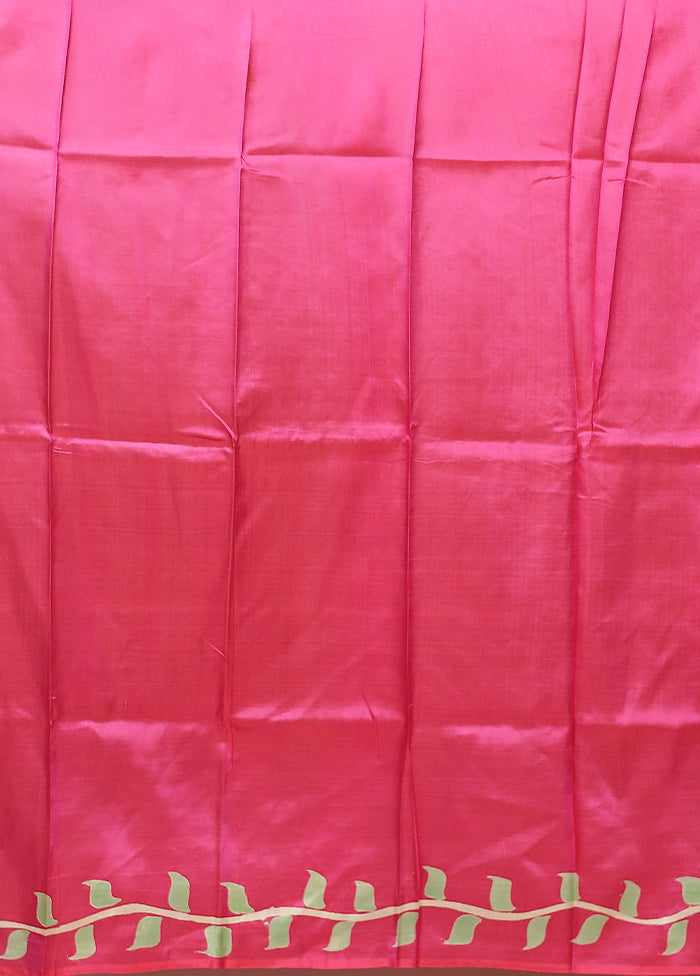 Pink Printed Silk Saree Without Blouse Piece