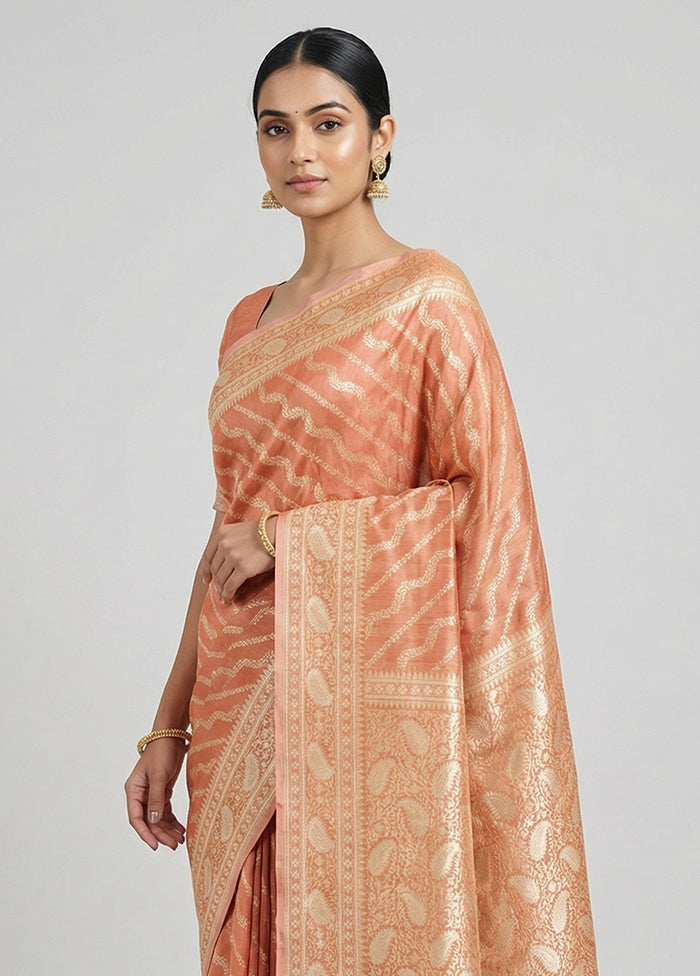 Pink Tissue Silk Saree With Blouse Piece