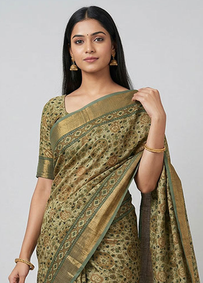 Yellow Chanderi Silk Saree With Blouse Piece