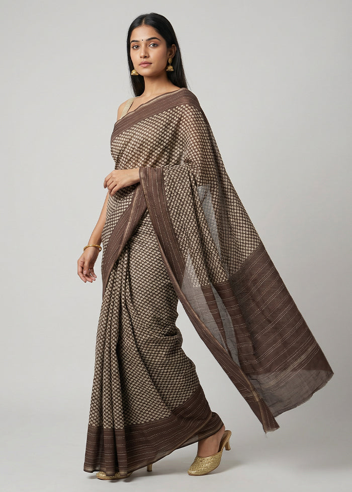 Maroon Chanderi Silk Saree With Blouse Piece