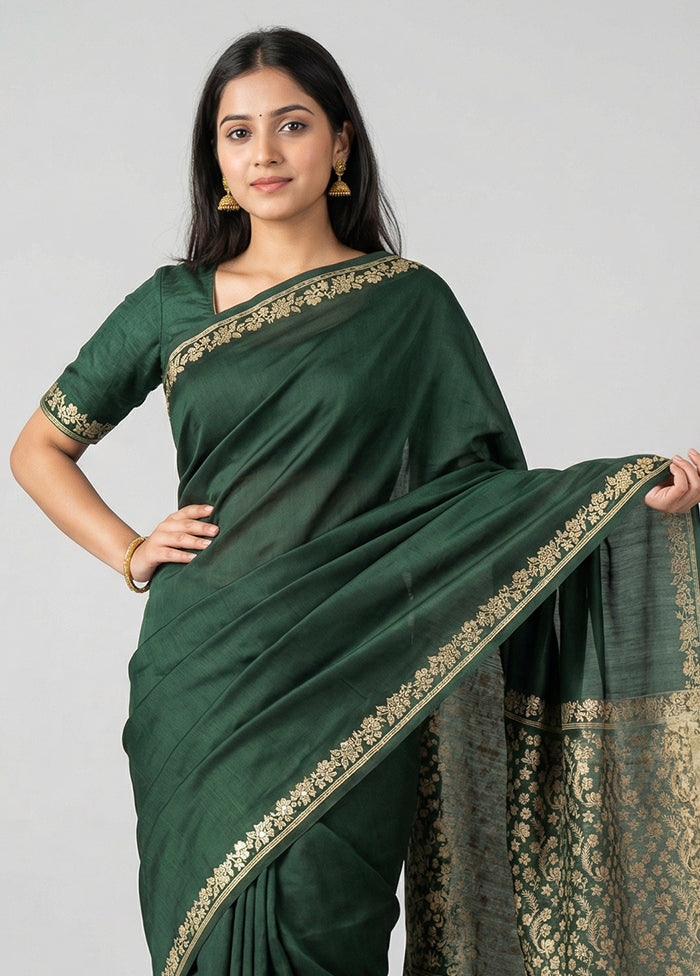 Black Katan Silk Saree With Blouse Piece