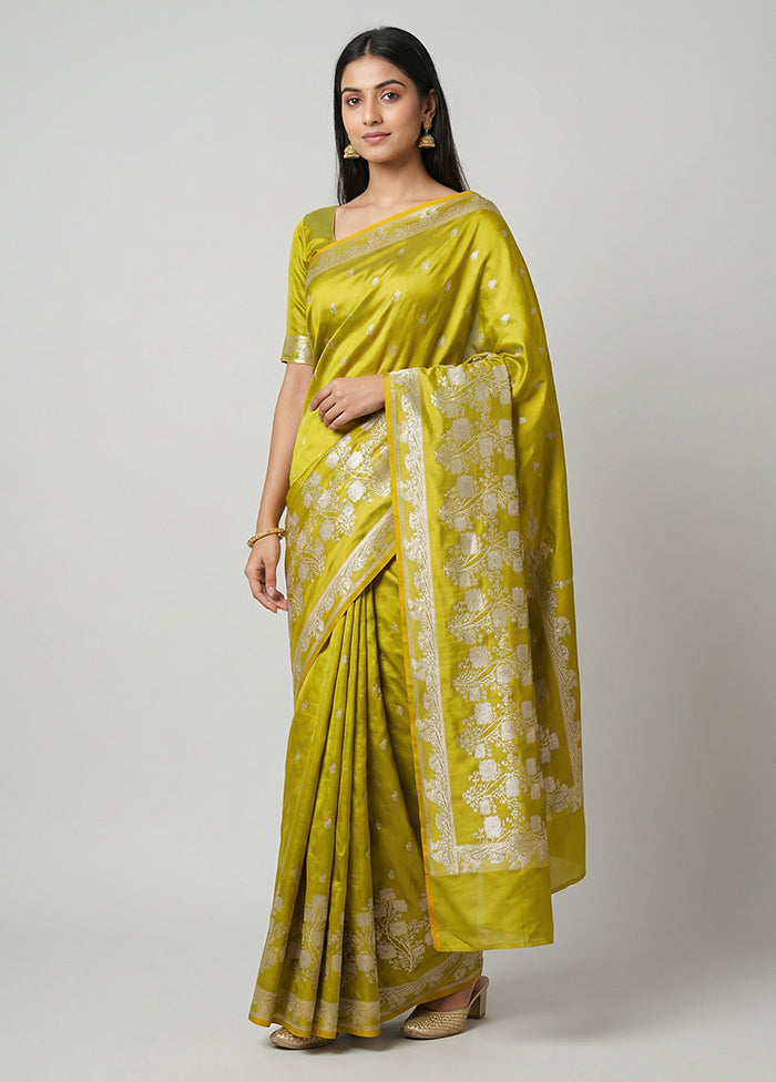 Green Katan Silk Saree With Blouse Piece