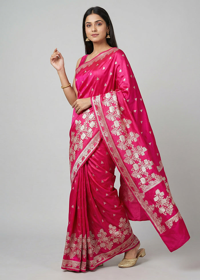 Pink Katan Silk Saree With Blouse Piece