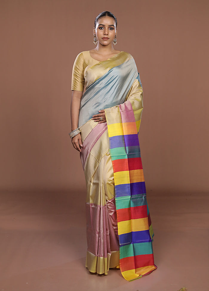 Multicolor Printed Silk Saree Without Blouse Piece