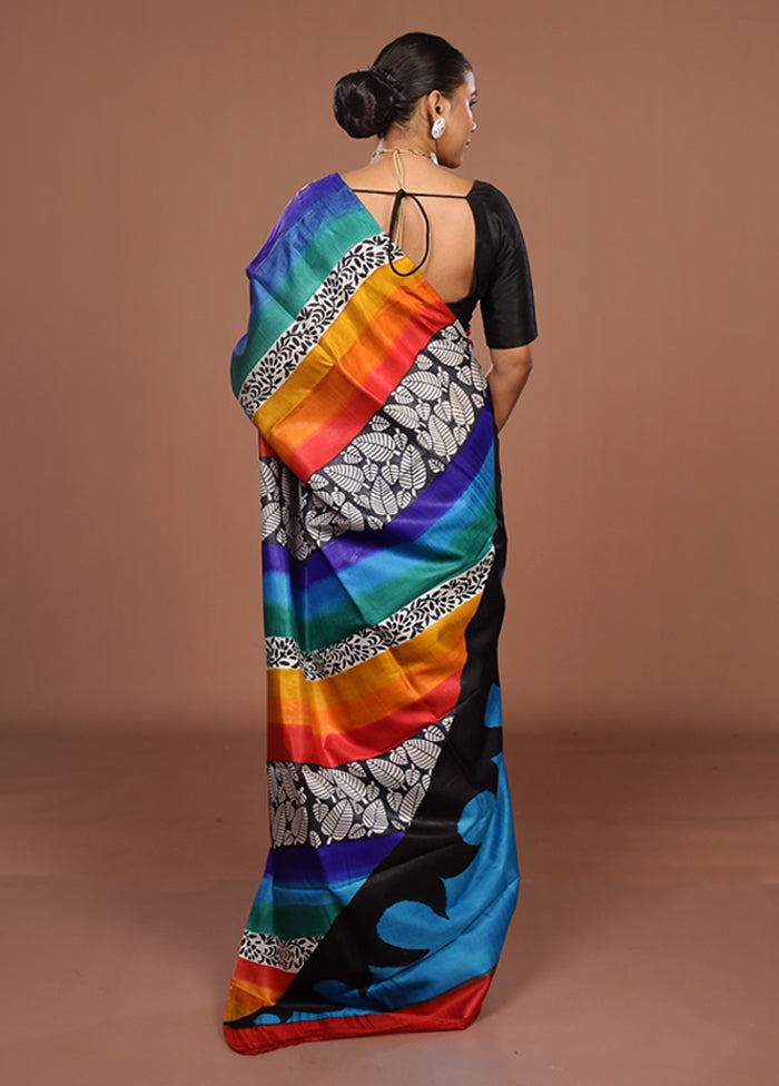 Red Printed Silk Saree Without Blouse Piece
