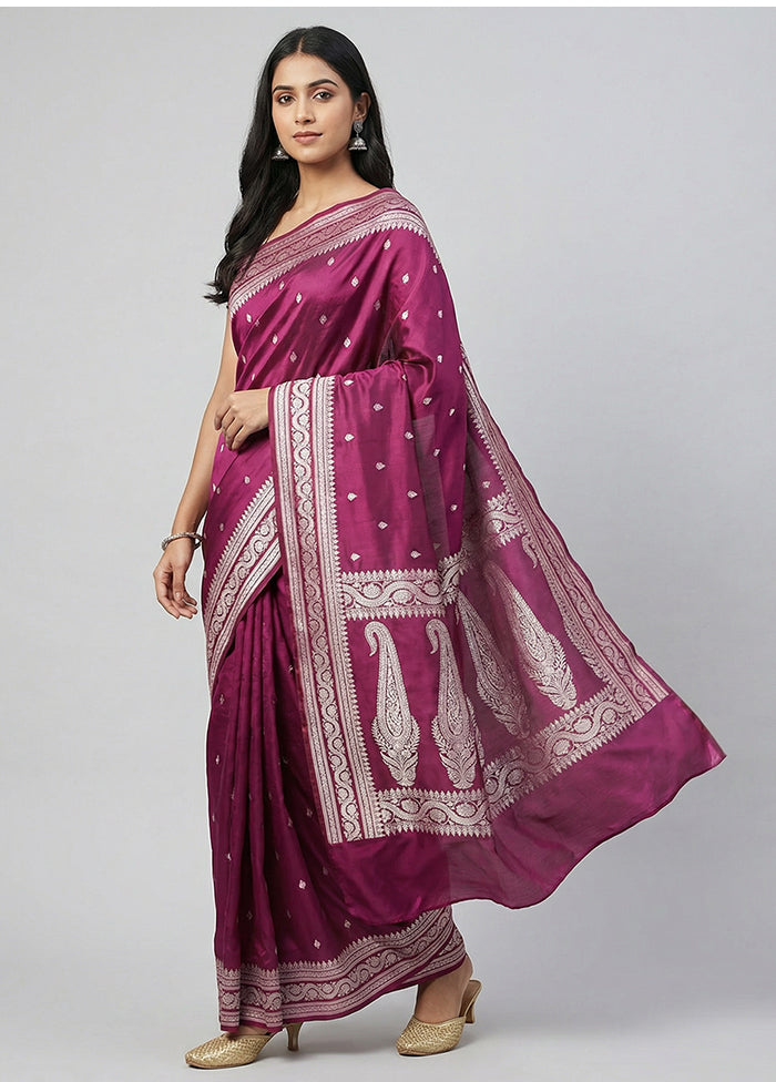 Purple Katan Silk Saree With Blouse Piece