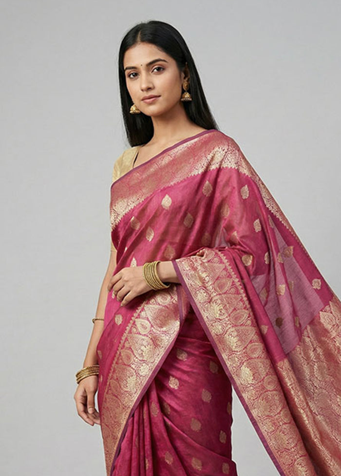 Purple Cotton Saree With Blouse Piece