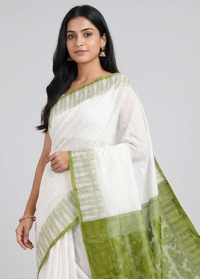 Green Jamdani Cotton Saree Without Blouse Piece