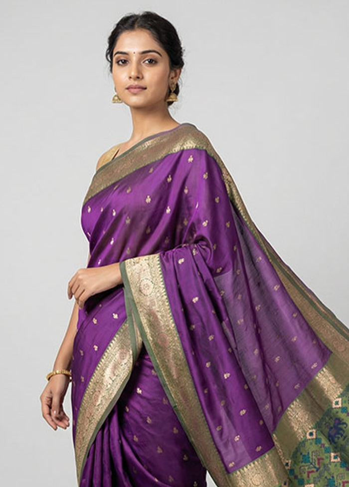 Purple Dupion Silk Saree With Blouse Piece