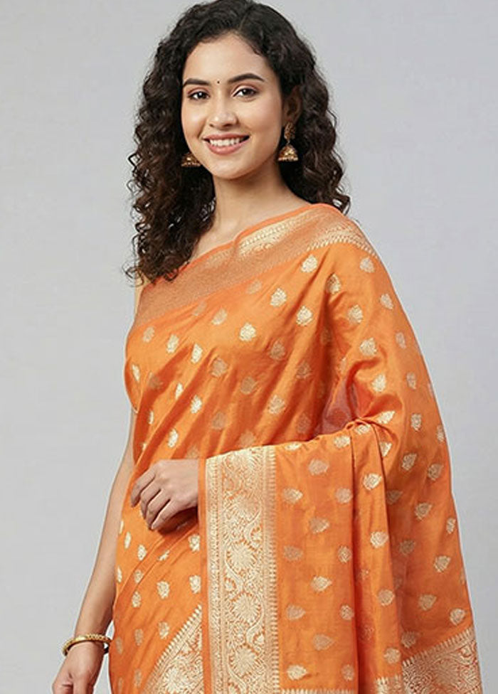 Yellow Dupion Silk Saree With Blouse Piece