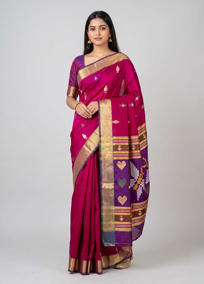 Pink Dupion Silk Saree With Blouse Piece