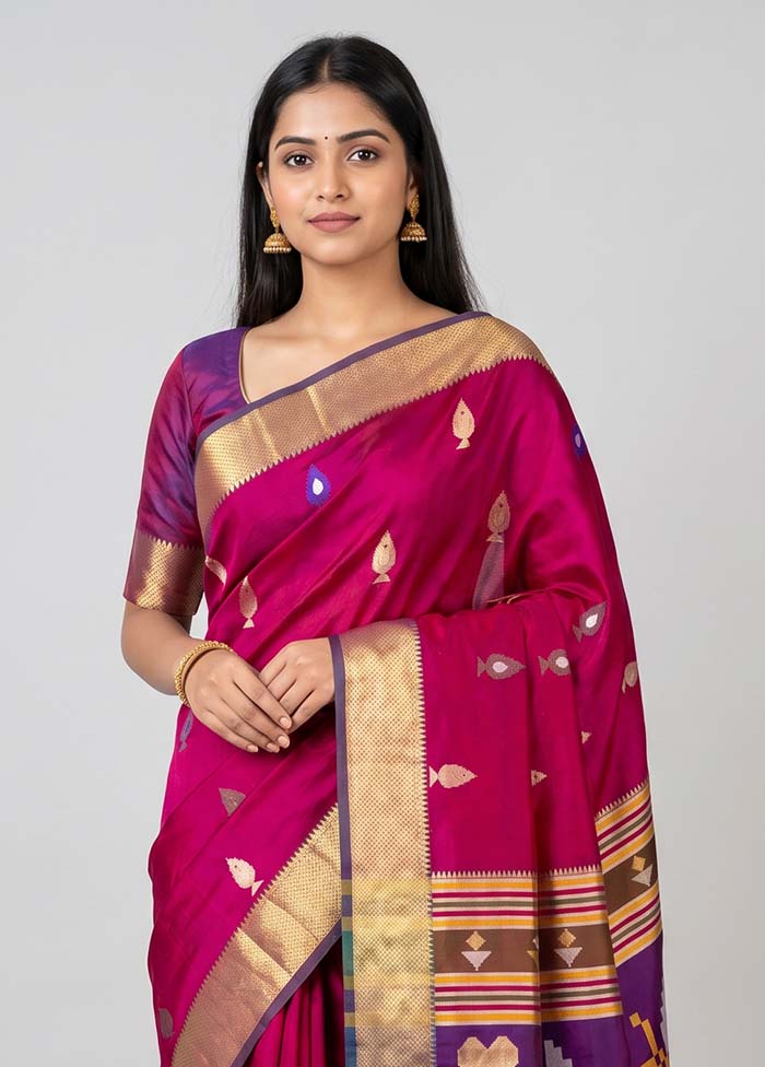 Pink Dupion Silk Saree With Blouse Piece